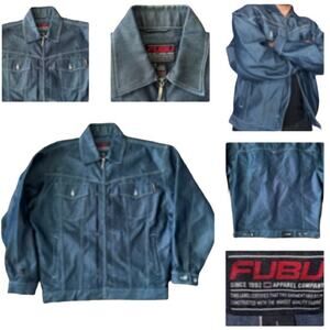 Vintage Y2K FUBU blue denim jacket zipper closing size large